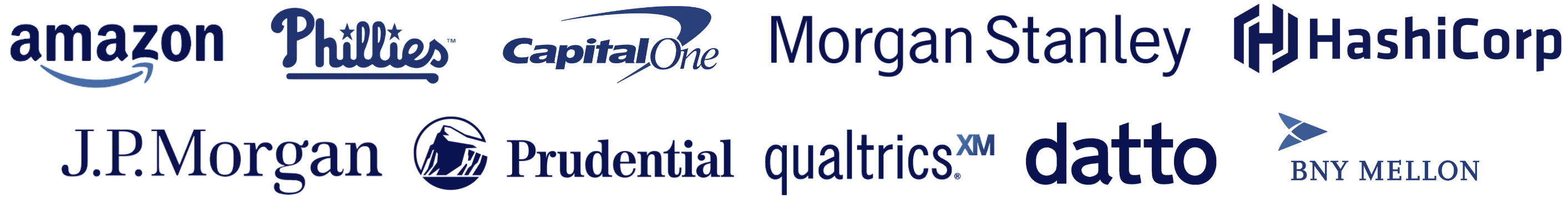 Company Logos of Amazon, Warner Bros. Discovery, The Philadelphia Phillies, and Datto